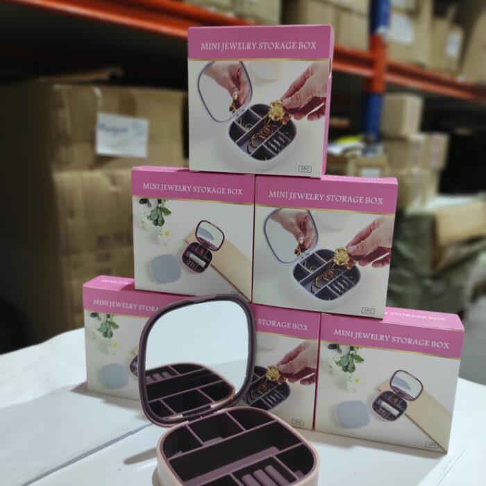 Mini joyero con espejo de viaje ( rosa , blanco )