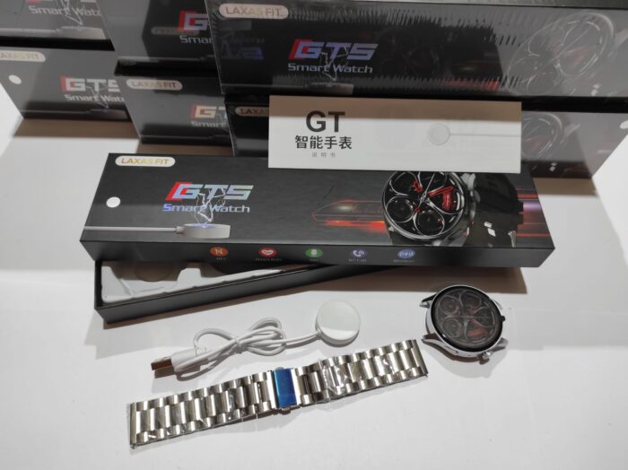 Smartwatch deportivo plata con correa metalica