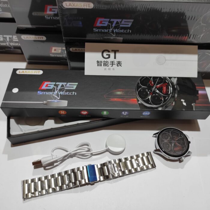 Smartwatch deportivo plata con correa metalica