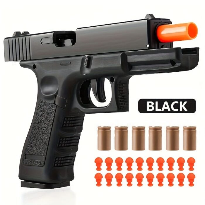 Automatic Pistol with Ejecting Shell and Automatic Rebound, Semi-Automatic Handgun for Boys and Teens 14+, Perfect for Halloween, Christmas, Birthday Gifts - Includes Soft Rubber Bullets, Plastic Material, Mixed Color