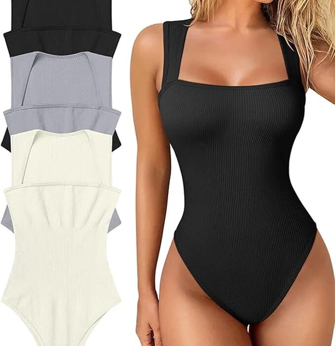 Body mujer sin manga con escote cuadrado negro S/M