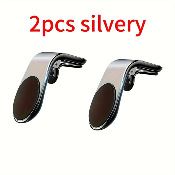 L-Shaped Universal Air Vent Metal Car Phone Mount, Aluminum Alloy, Magnetic, Rust Resistant, with Air Conditioner Outlet Mounting Type for Car
