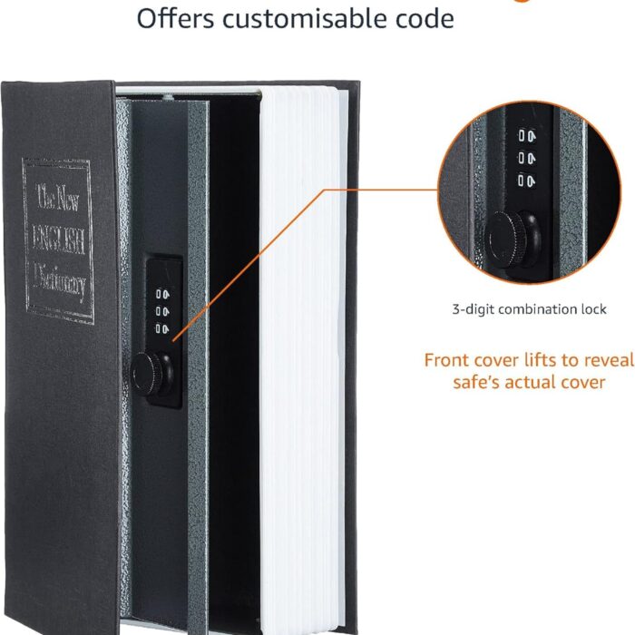 Caja fuerte en forma de libro con cerradura 180x115x55mm
