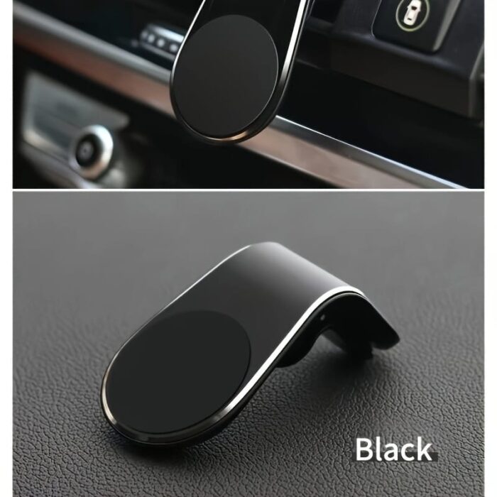 L-Shaped Universal Air Vent Metal Car Phone Mount, Aluminum Alloy, Magnetic, Rust Resistant, with Air Conditioner Outlet Mounting Type for Car