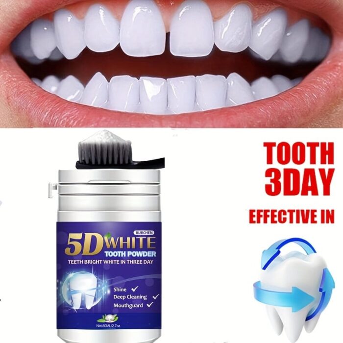 Polvo blanqueador de dientes, polvo limpiador dental, sabor a menta fresca