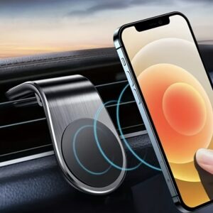 L-Shaped Universal Air Vent Metal Car Phone Mount, Aluminum Alloy, Magnetic, Rust Resistant, with Air Conditioner Outlet Mounting Type for Car